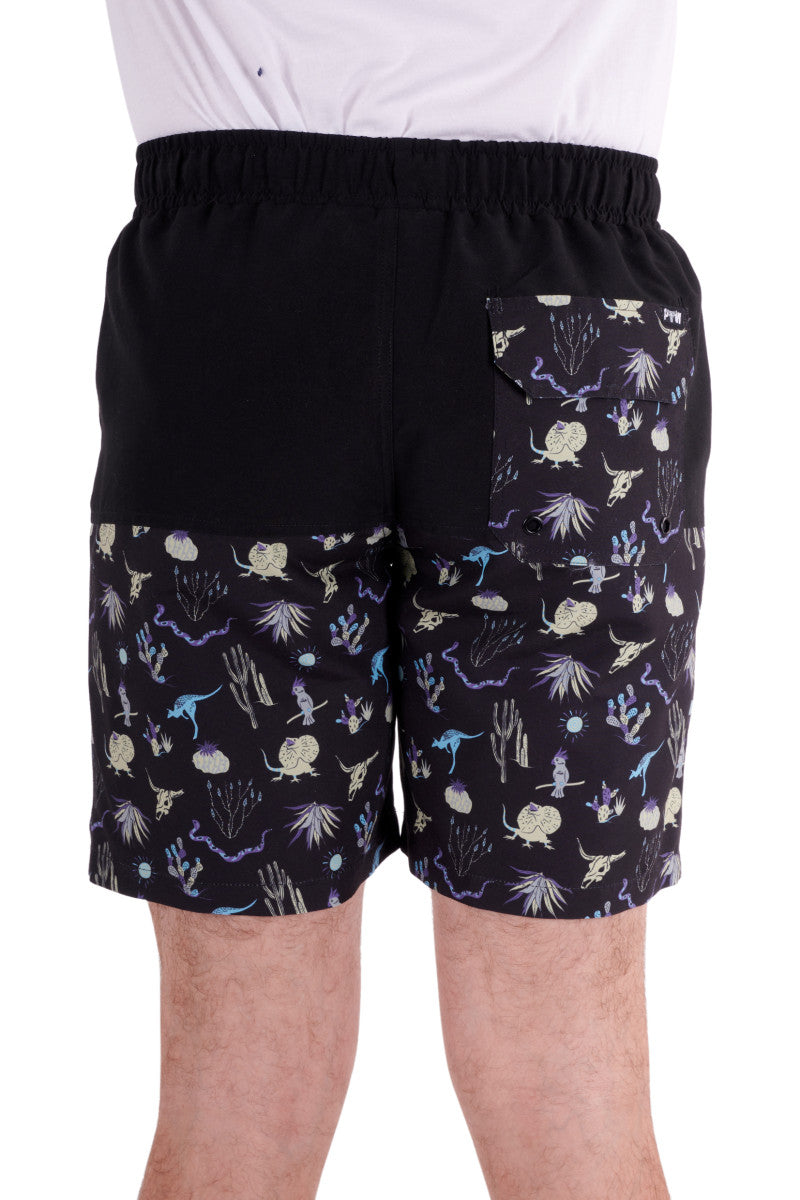 PURE WESTERN MENS BENNY BOARDSHORT BLACK/MULTI