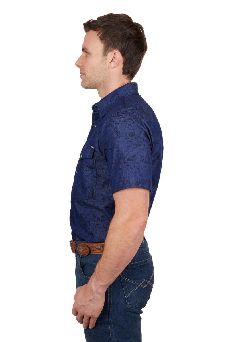 PURE WESTERN MENS DREW SS SHIRT DENIM