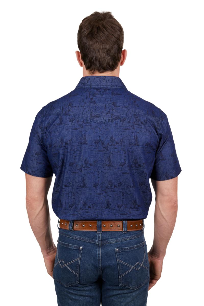 PURE WESTERN MENS DREW SS SHIRT DENIM