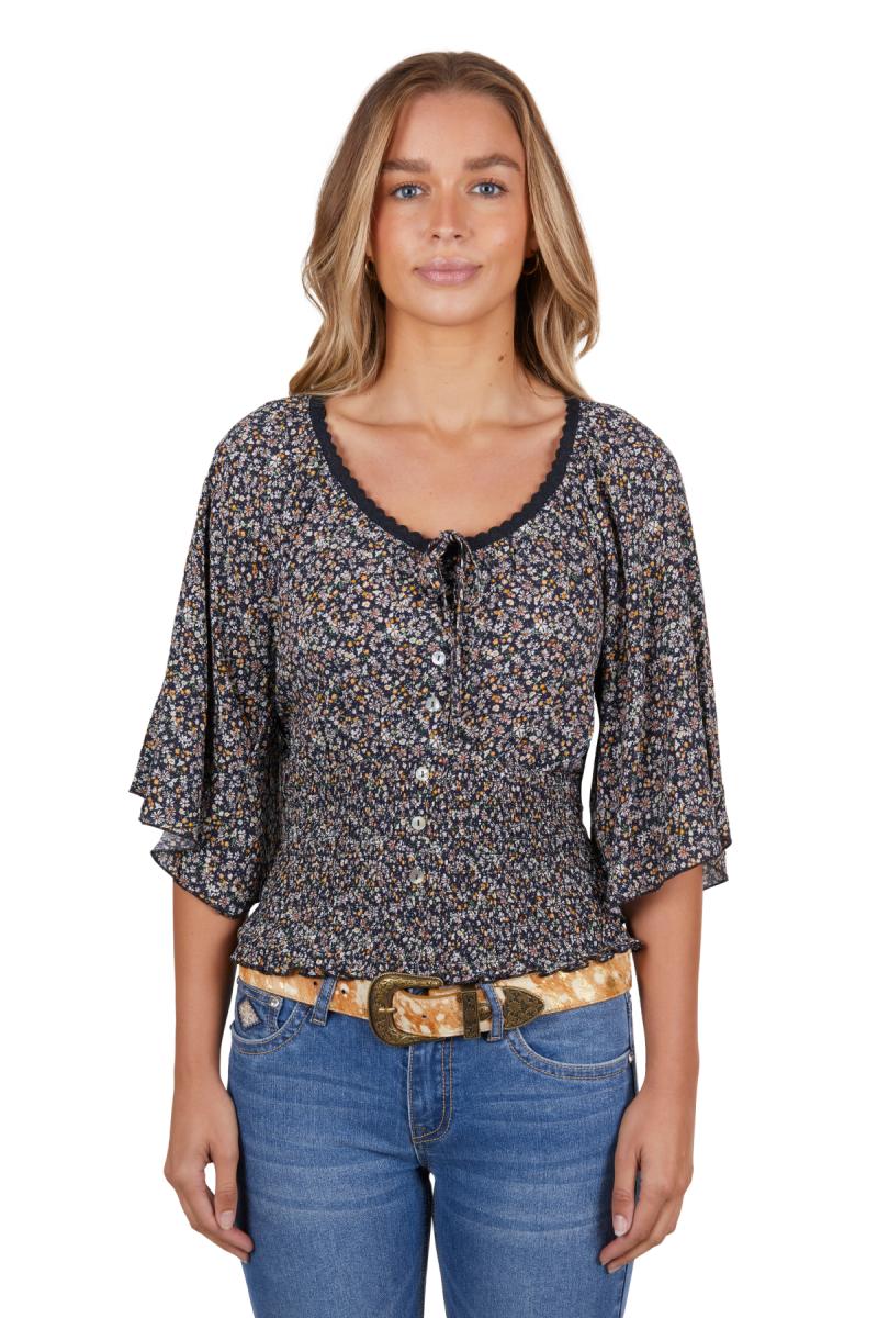 PURE WESTERN WOMENS MAGGIE BLOUSE MULTI