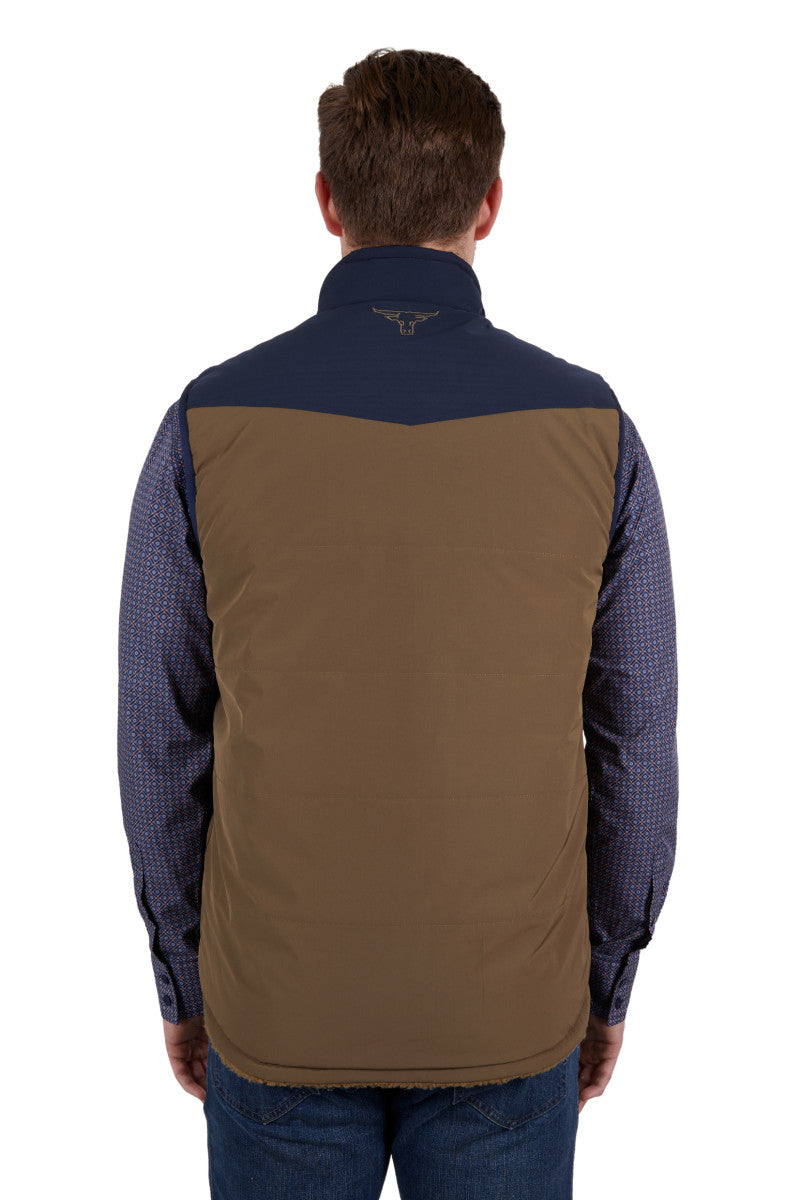 PURE WESTERN MARTIN REVERSIBLE VEST TAN/NAVY