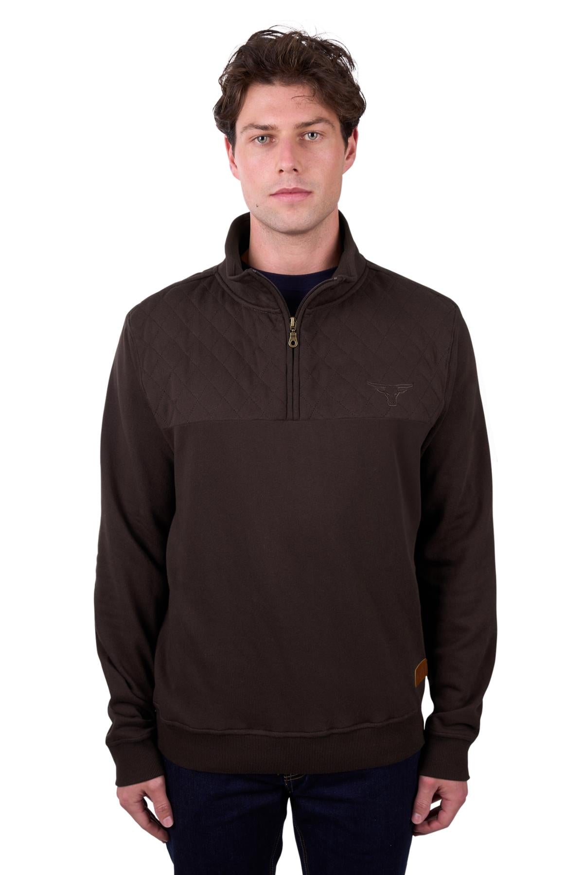 PURE WESTERN TROY 1/4 ZIP PULLOVER CHOCOLATE
