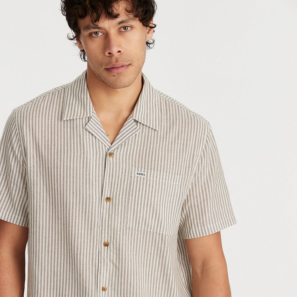 RIDERS VACAY SHIRT KHAKI STRIPE