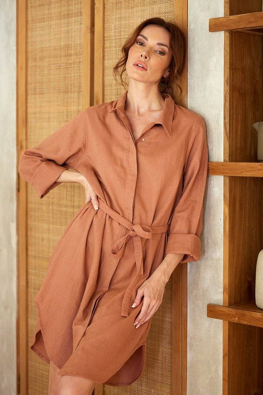 BUDDHA WEAR SOPHIE SHIRT DRESS SIENNA