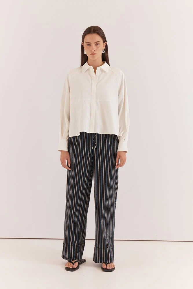 Sass Ashby Peplum Shirt | White