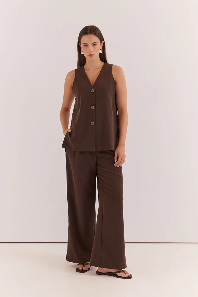 Sass Natalie Wide Leg Trouser | Chocolate