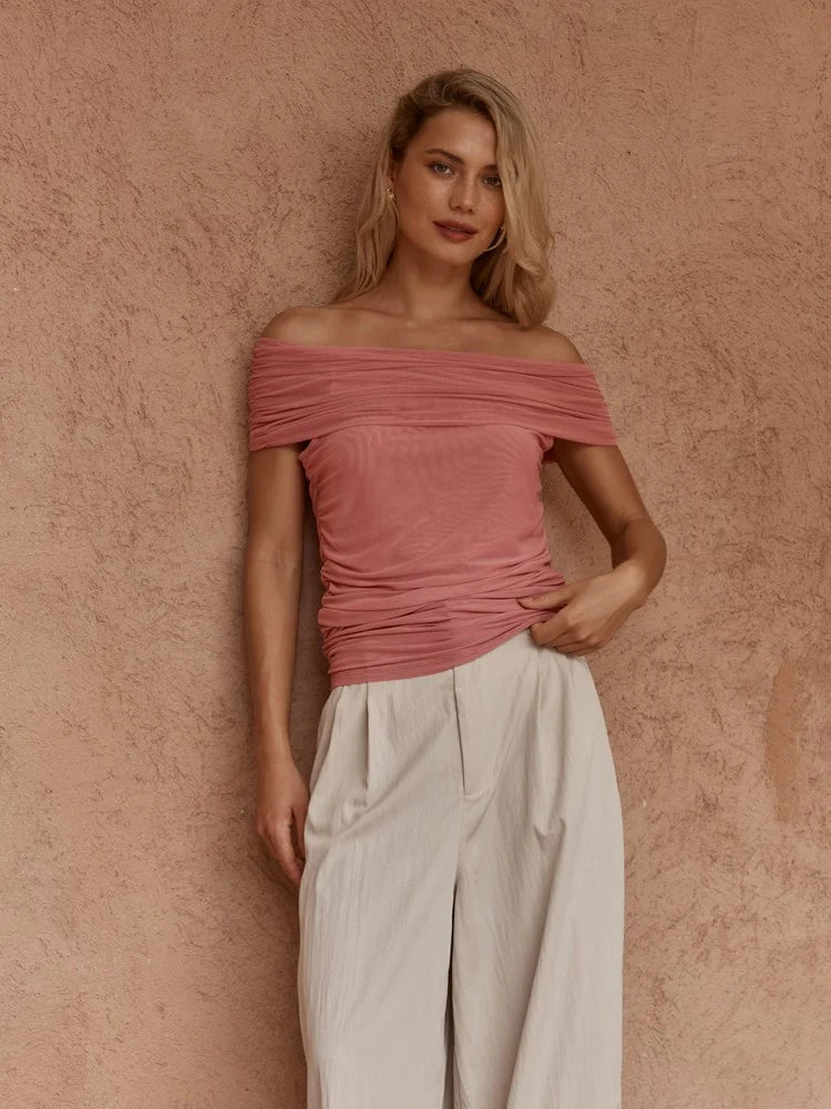 Sass Jordan Off Shoulder Top | Burnt Pink