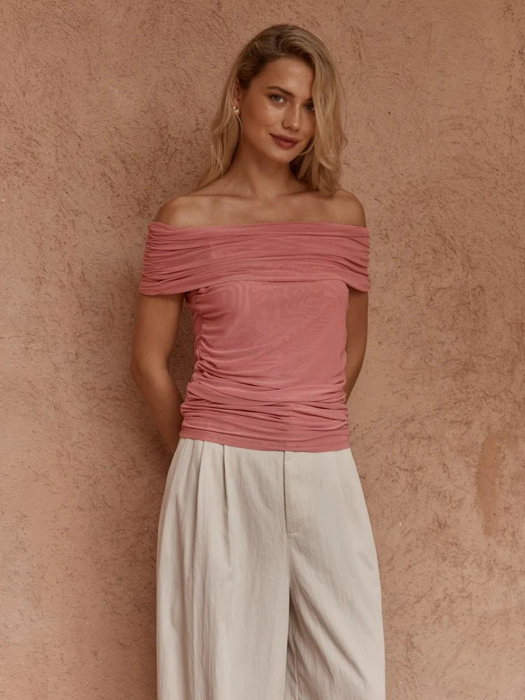 Sass Jordan Off Shoulder Top | Burnt Pink