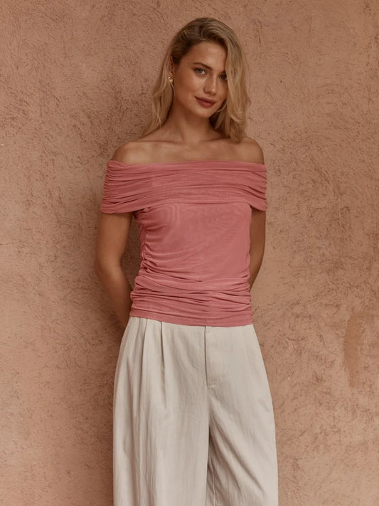 Sass Jordan Off Shoulder Top | Burnt Pink
