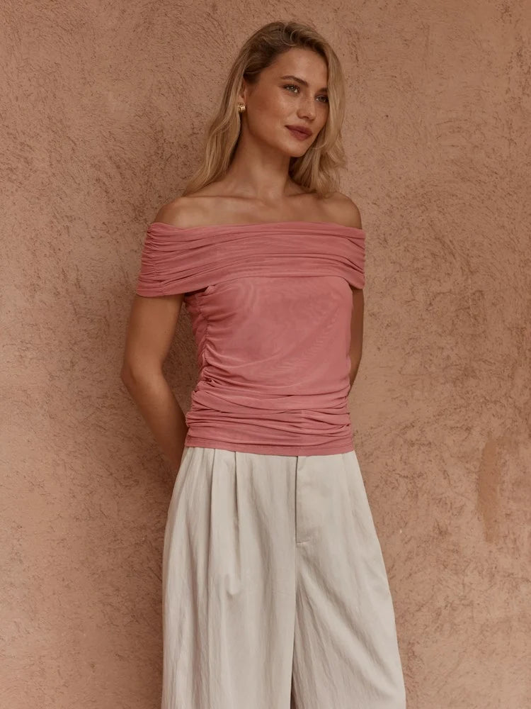 Sass Jordan Off Shoulder Top | Burnt Pink