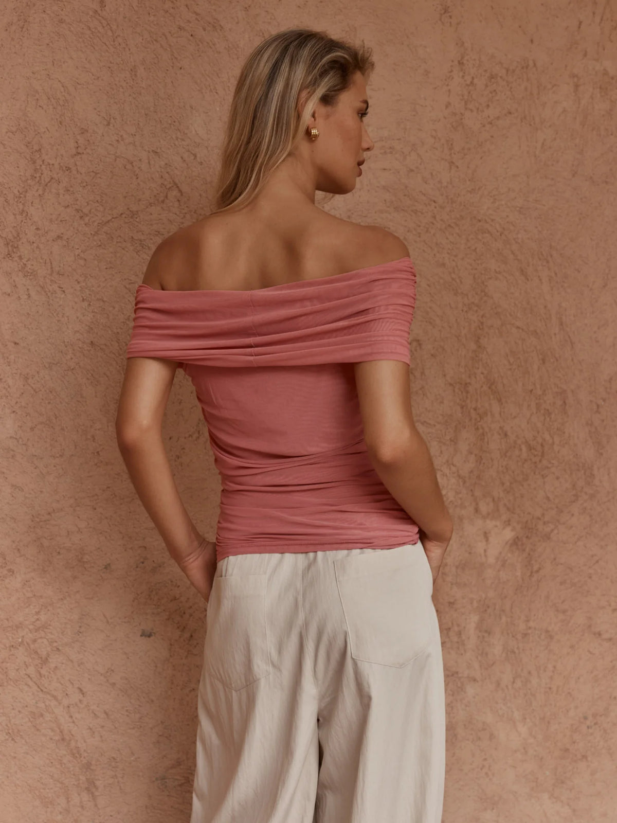 Sass Jordan Off Shoulder Top | Burnt Pink