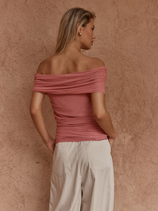 Sass Jordan Off Shoulder Top | Burnt Pink