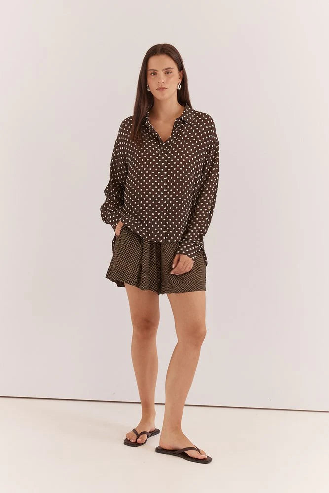 Sass Joy Shirt | Polka Dot Brown