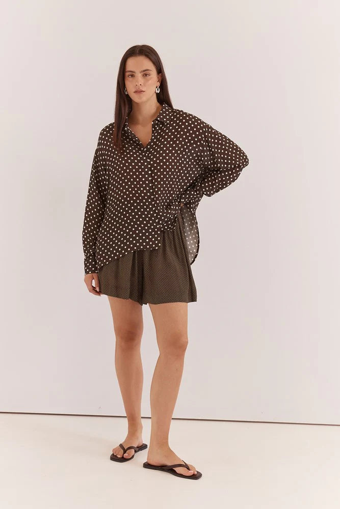Sass Joy Shirt | Polka Dot Brown