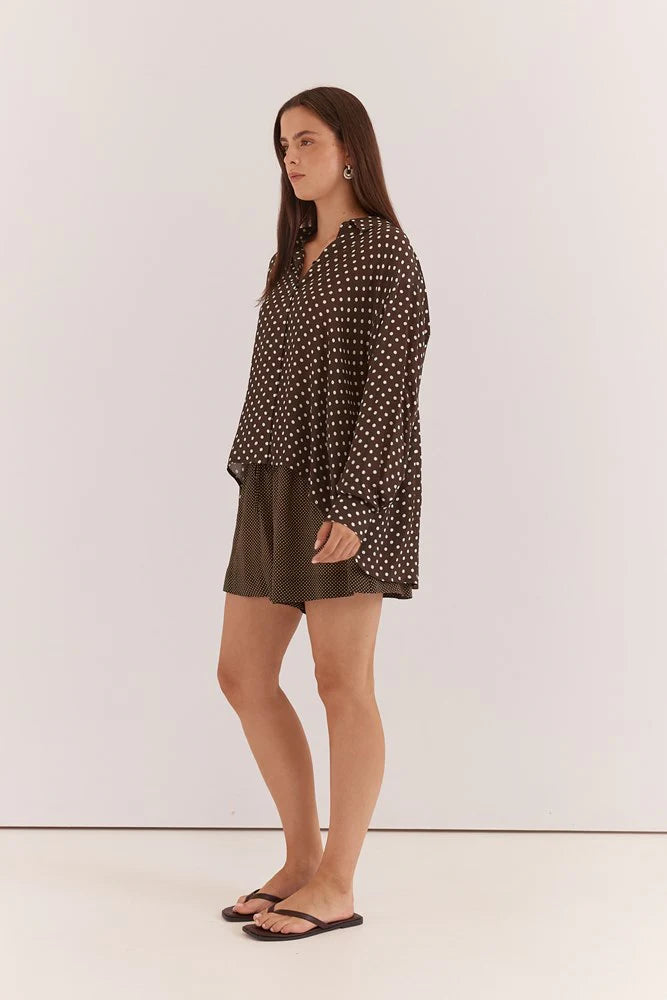 Sass Joy Shirt | Polka Dot Brown