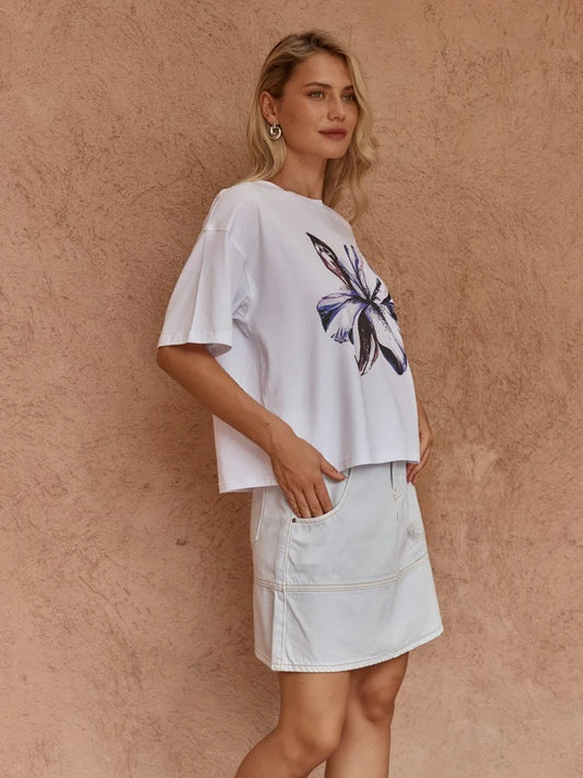 Sass Salore Printed Tee | Lily Print