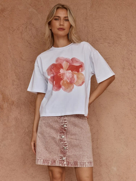 Sass Salore Printed Tee | Peony Print
