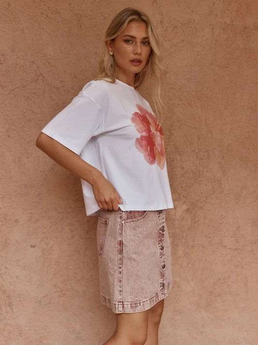 Sass Salore Printed Tee | Peony Print