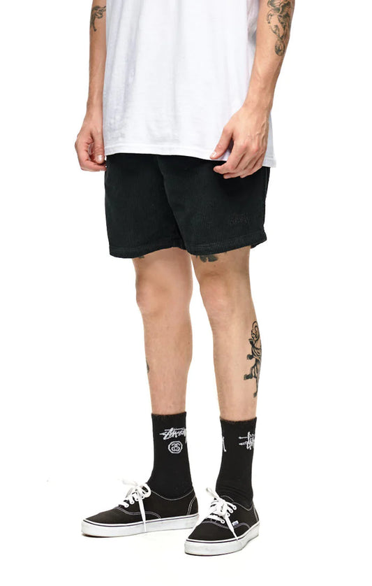 STUSSY WIDE WALE CORD BEACHSHORT BLACK BLACK