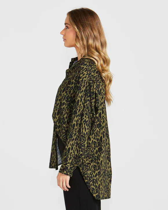 SASS THEO OVERSIZED SHIRT KHAKI ANIMAL