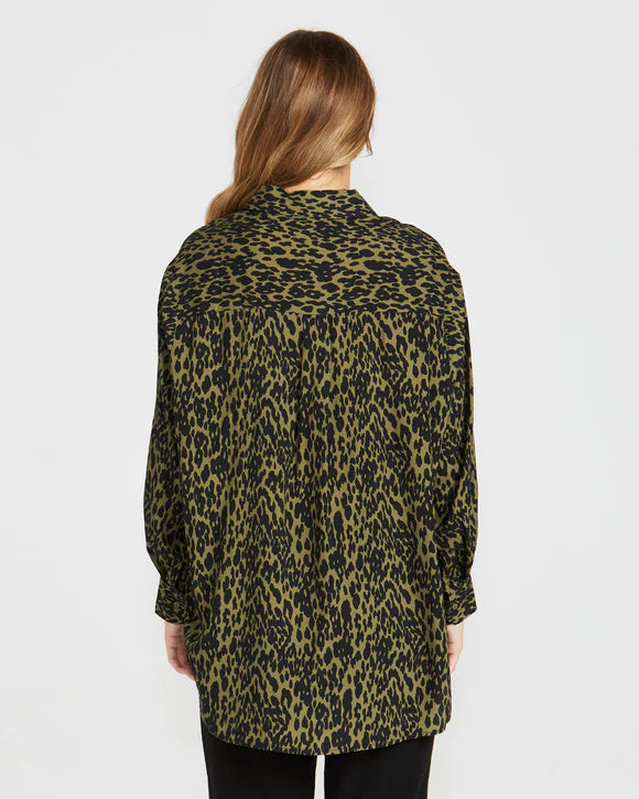 SASS THEO OVERSIZED SHIRT KHAKI ANIMAL