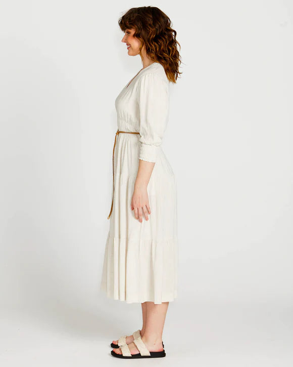 SASS PORTIA ELASTIC WAISTED FLOWY DRESS OATMEAL