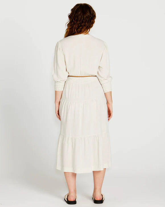 SASS PORTIA ELASTIC WAISTED FLOWY DRESS OATMEAL