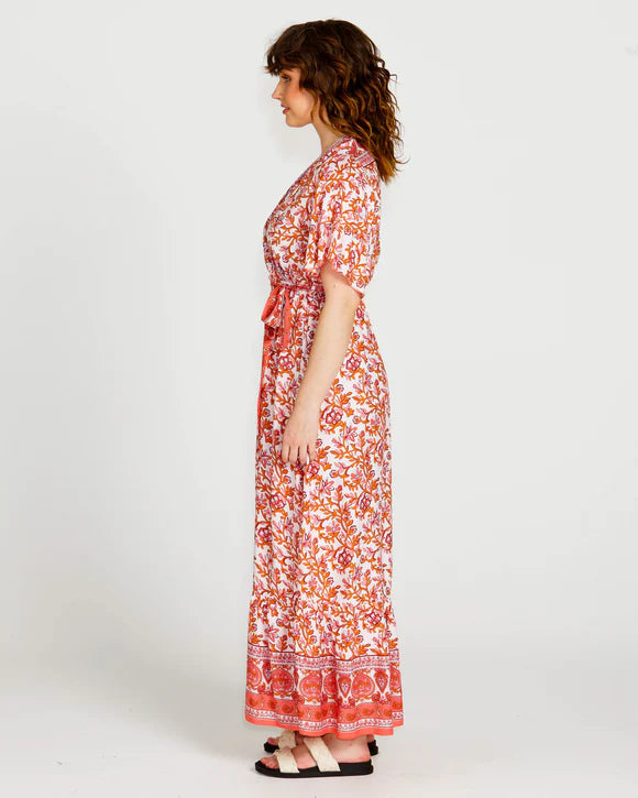 SASS ASHLEY MIDI WRAP DRESS PINK BLOSSOM