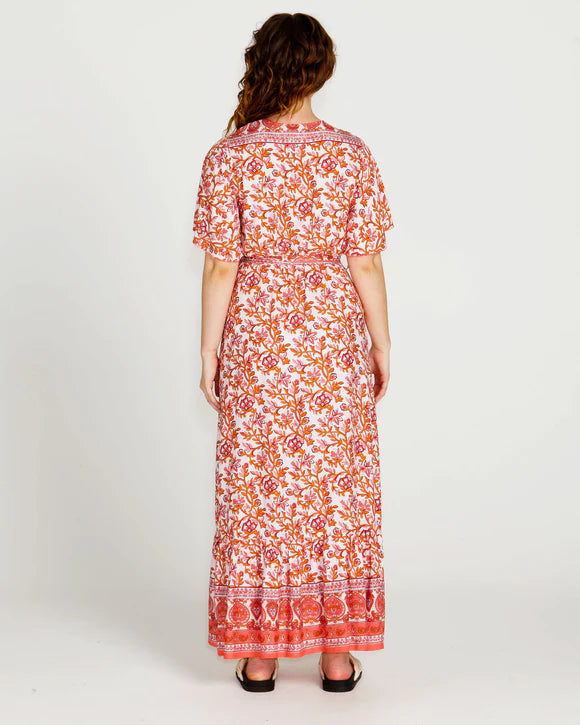 SASS ASHLEY MIDI WRAP DRESS PINK BLOSSOM