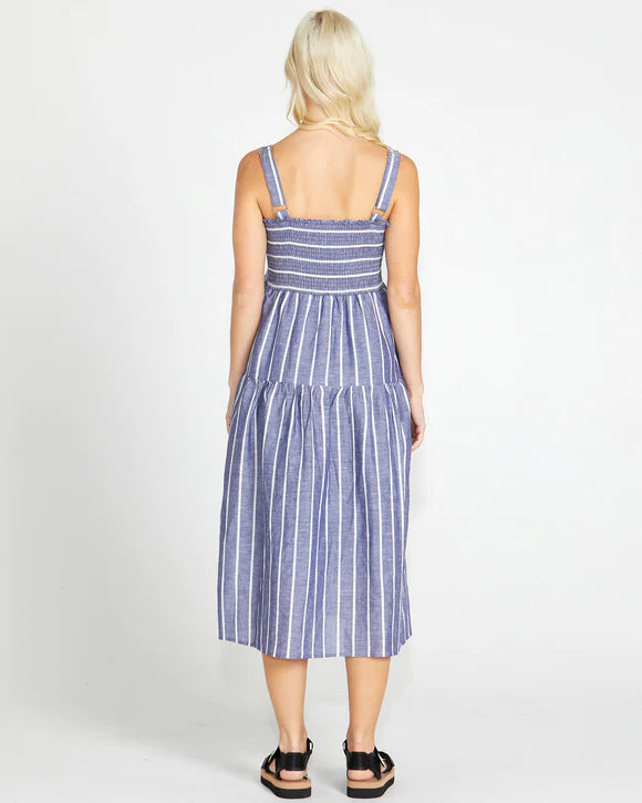 SASS LYDIA SHIRRED BACK MIDI DRESS