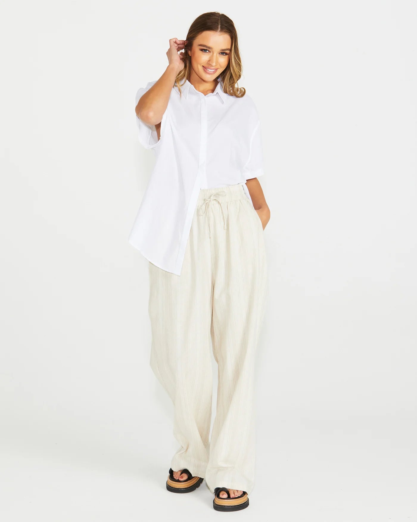 SASS ODELL PANT NATURAL STRIPE