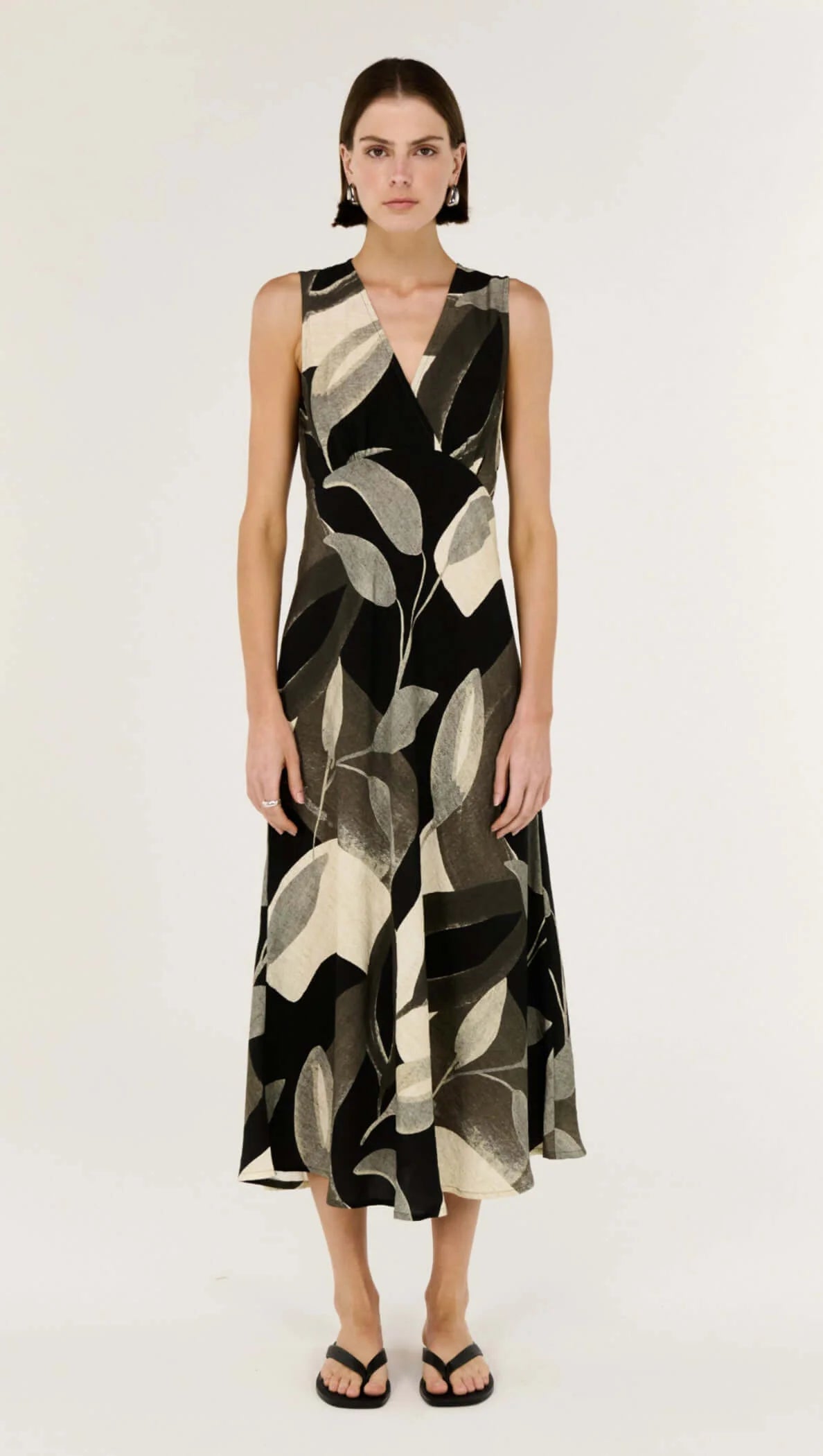 Staple The Label Leona Bias Midi Dress | Dark Leaf Garden