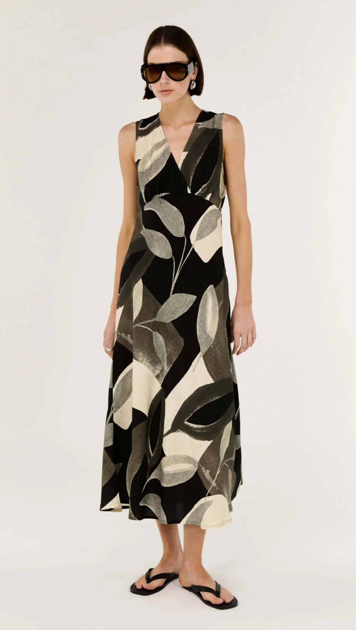 Staple The Label Leona Bias Midi Dress | Dark Leaf Garden