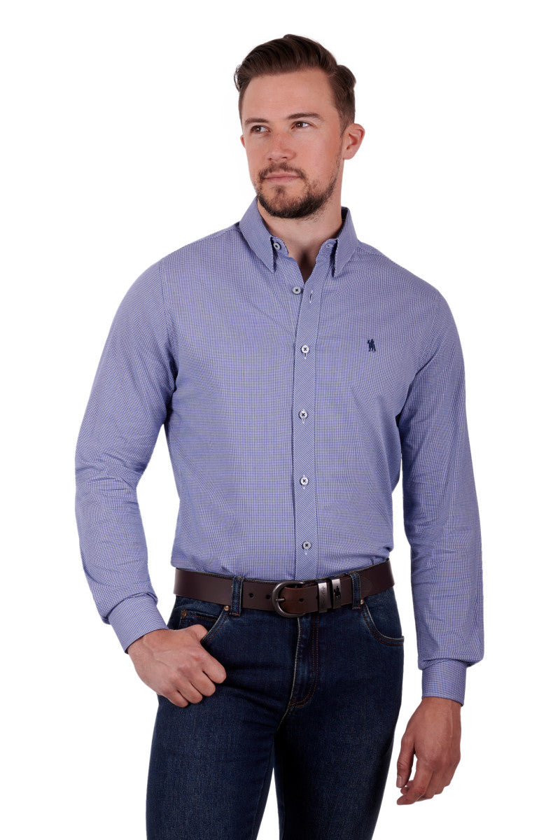 THOMAS COOK JAMIE TAILORED LONG SLEEVE SHIRT NAVY/WHITE