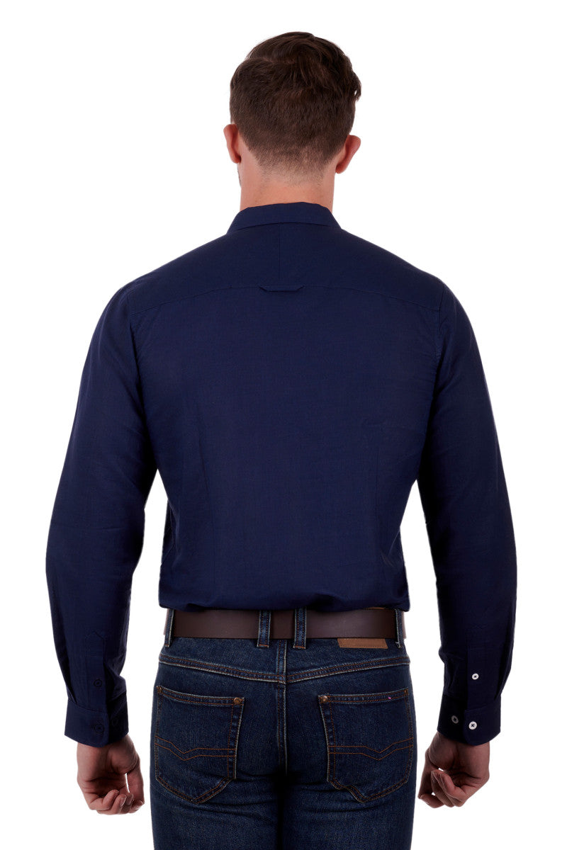 THOMAS COOK MENS LOUIS TAILORED LONG SLEEVE SHIRT NAVY