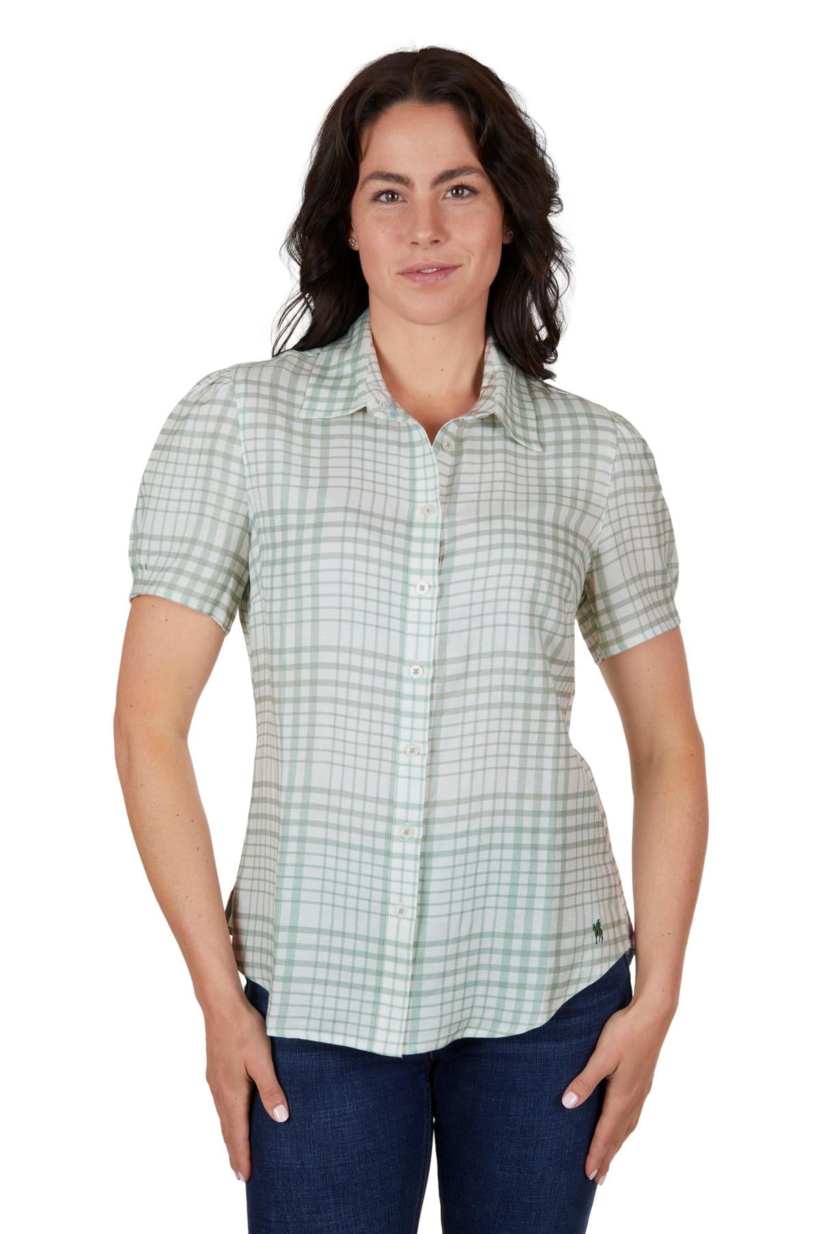 THOMAS COOK WOMENS BLAKE LINEN SS SHIRT SAGE