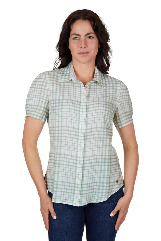 THOMAS COOK WOMENS BLAKE LINEN SS SHIRT SAGE