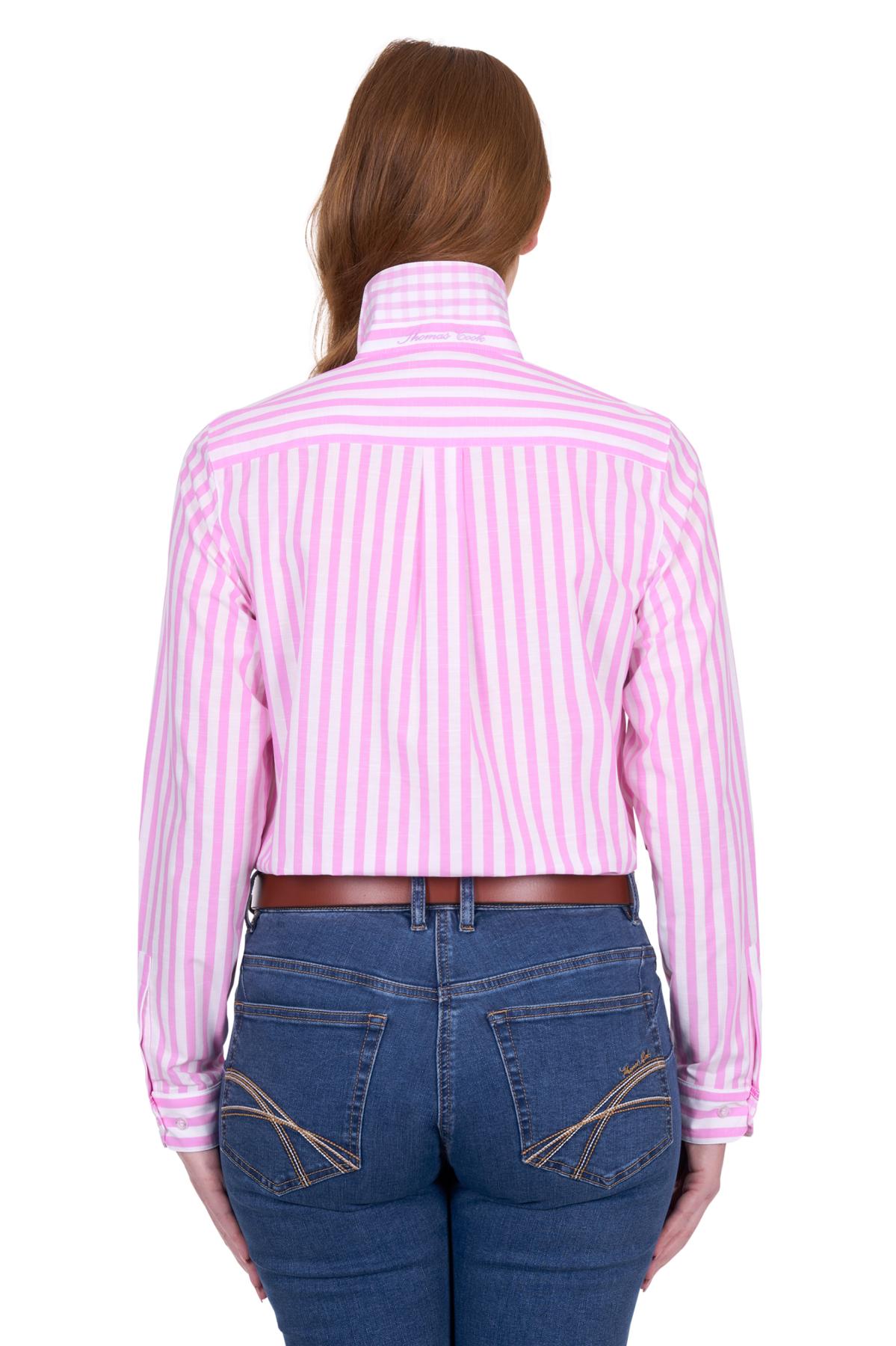 THOMAS COOK WOMENS CHARLOTTE LS SHIRT PINK/WHITE