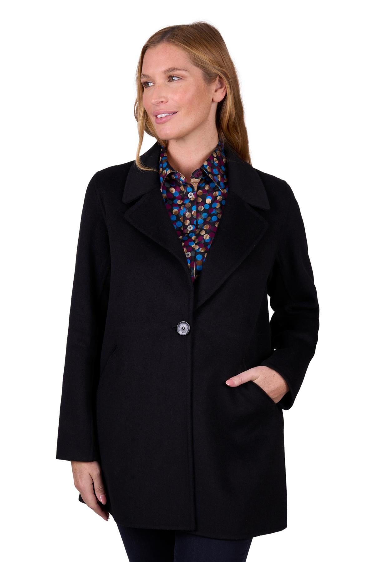 THOMAS COOK WOMENS ATHENA WOOL COAT BLACK