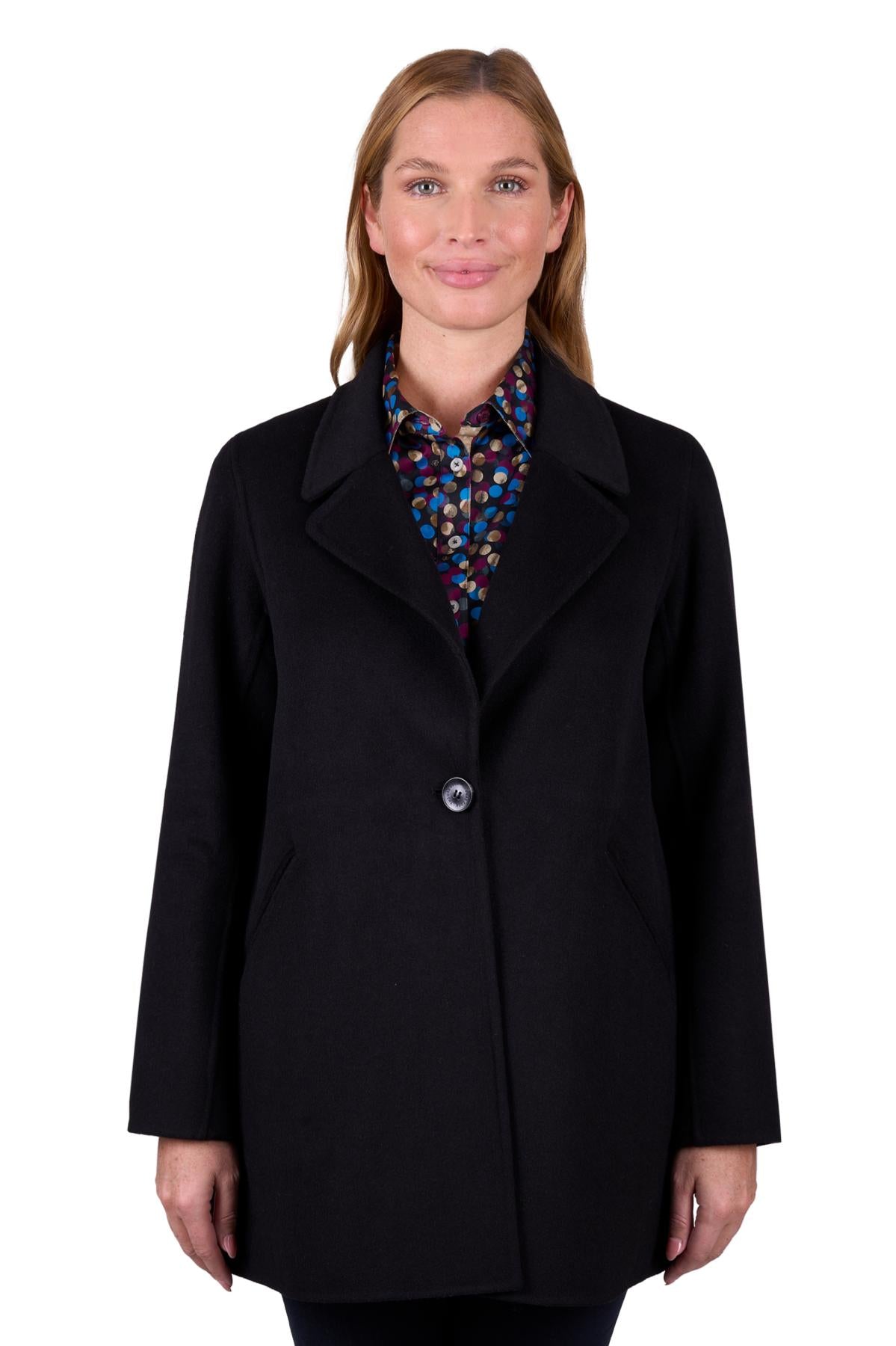 THOMAS COOK WOMENS ATHENA WOOL COAT BLACK