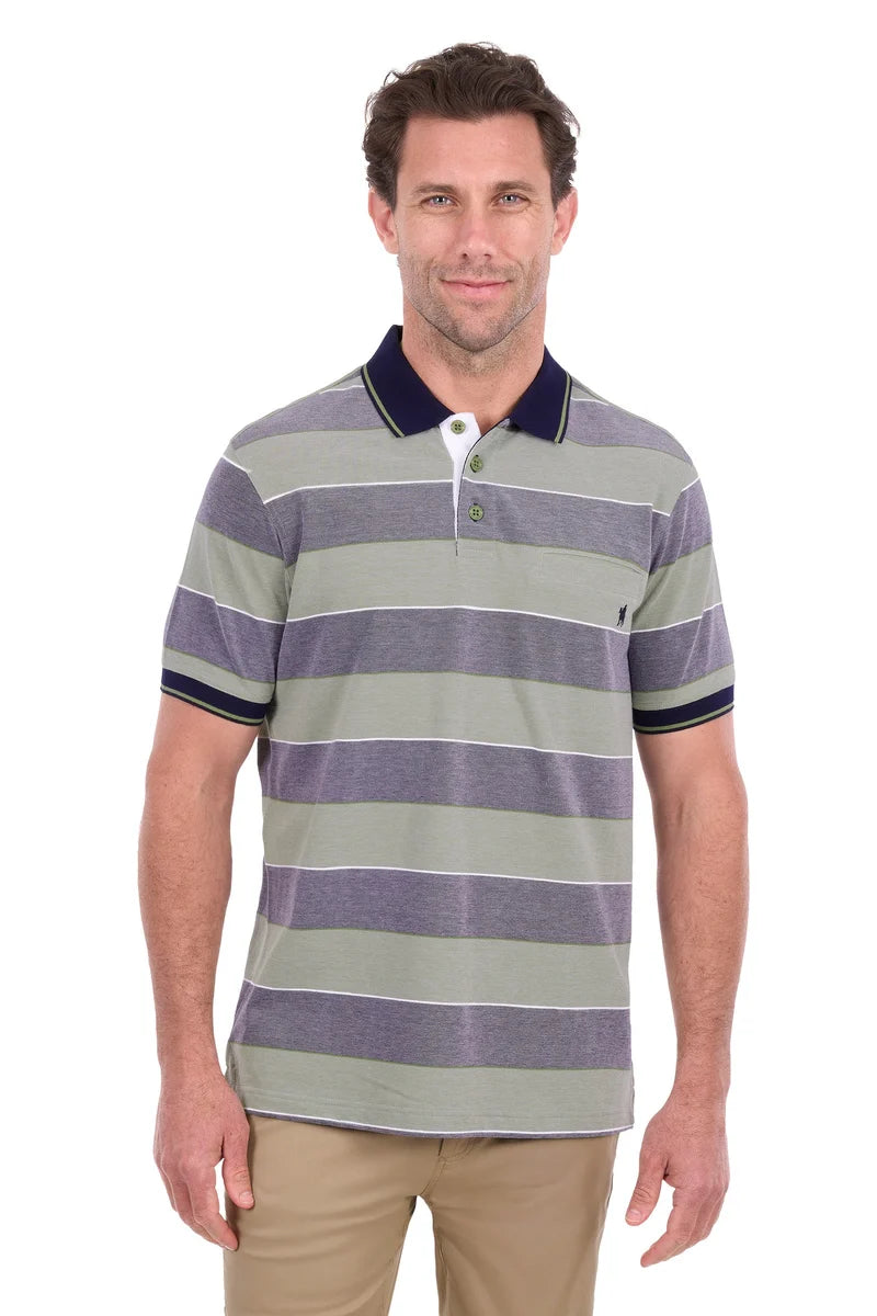 Thomas Cook Mens Billy 1Pkt Short Sleeve Polo | Green/Charcoal