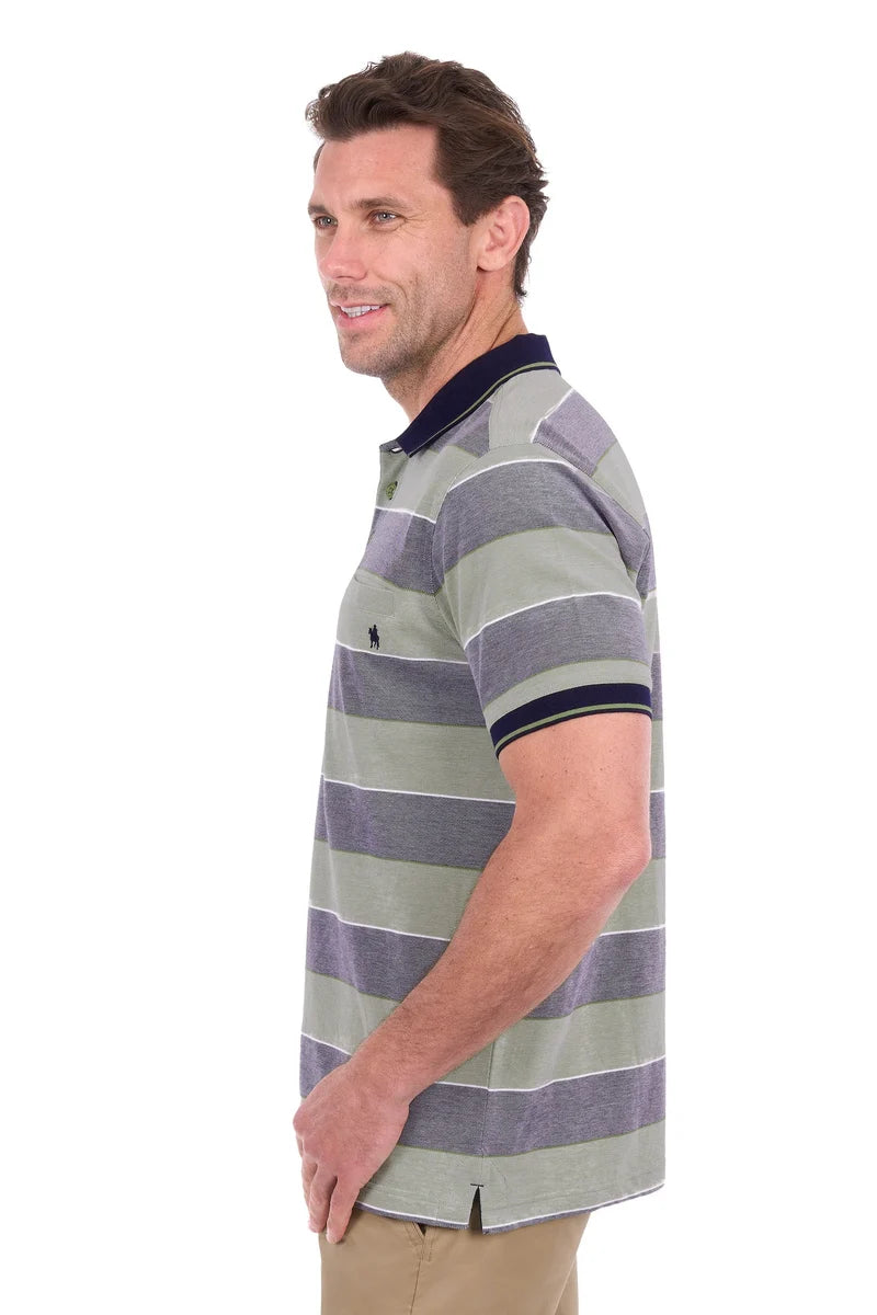 Thomas Cook Mens Billy 1Pkt Short Sleeve Polo | Green/Charcoal