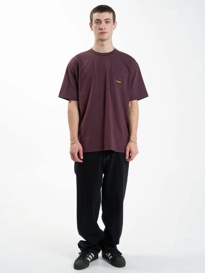 THRILLS UNION OVERSIZE FIT POCKET TEE WINE