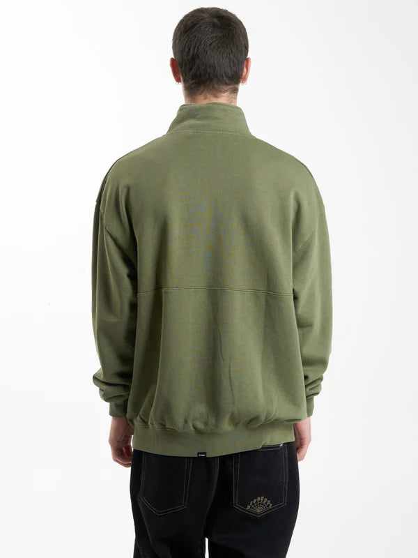 THRILLS ISSUED QUARTER ZIP FLEECE MILD ARMY