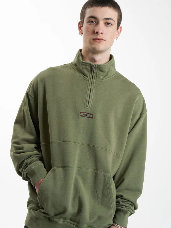 THRILLS ISSUED QUARTER ZIP FLEECE MILD ARMY