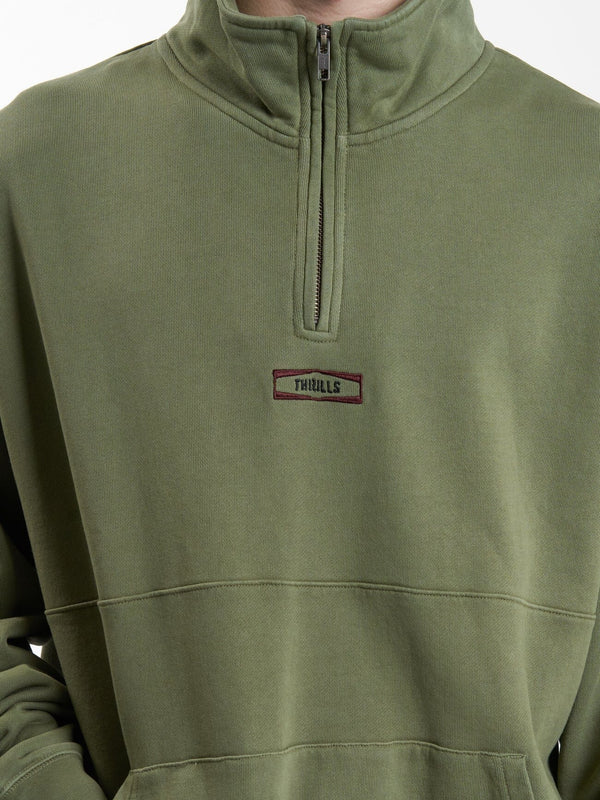 THRILLS ISSUED QUARTER ZIP FLEECE MILD ARMY