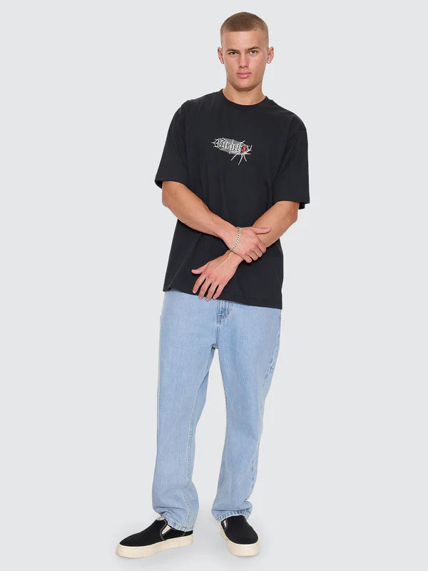 Thrills Web Of Deceit Oversize Fit Tee | Washed Black