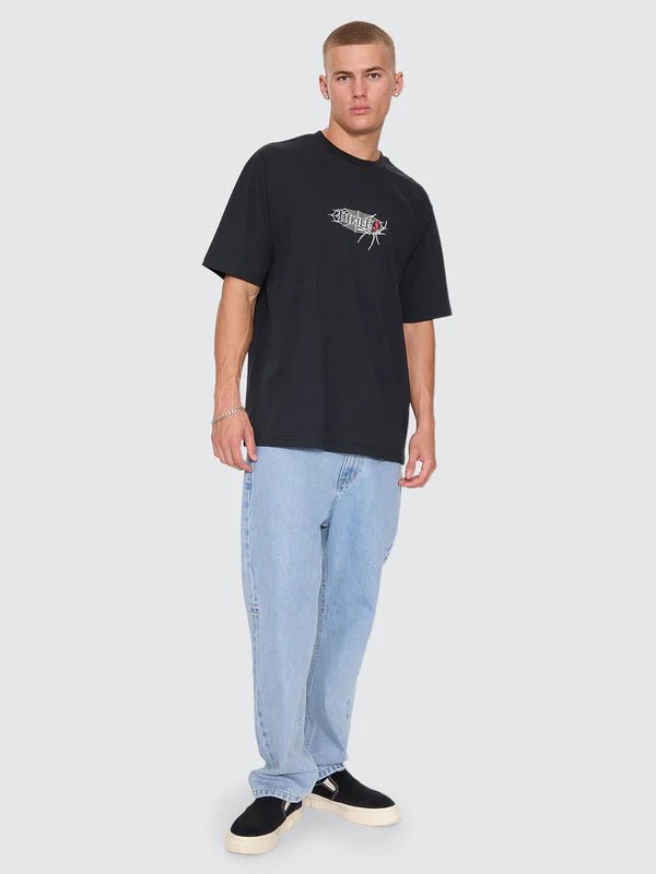 Thrills Web Of Deceit Oversize Fit Tee | Washed Black