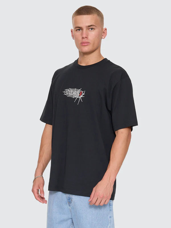 Thrills Web Of Deceit Oversize Fit Tee | Washed Black