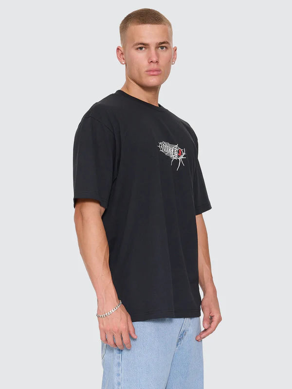 Thrills Web Of Deceit Oversize Fit Tee | Washed Black